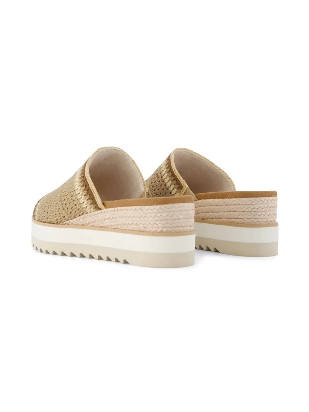 Toms Beige Crochet Platform Slide Sandals